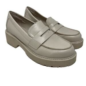 Madden Girl Contentt Beige Chunky Platform Faux Leather Loafers 8.5 Academia